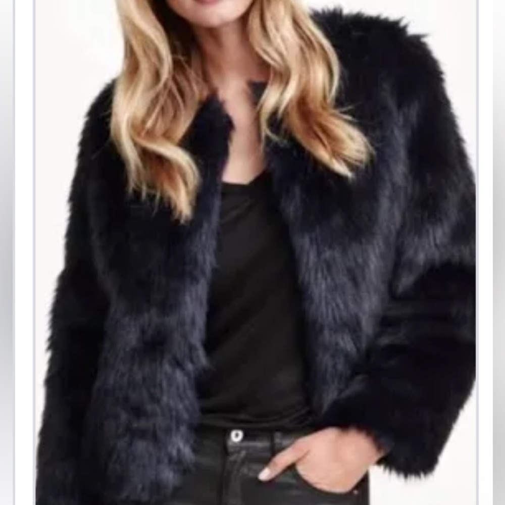 H&M Navy Fur Jacket